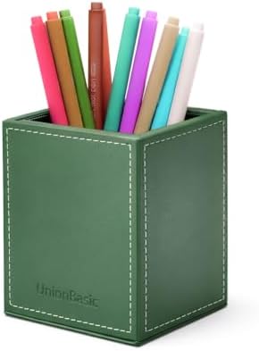 UnionBasic Square Pens Pencils Cup Holder Desk Stationery Organizer, Selected Faux Leather, Malachite Green by UnionBasic