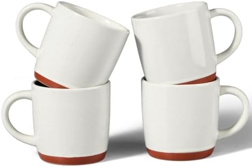 E-far Ceramic Coffee Mug Set of 4, 12oz Modern Coffee Cups, Speckled White by E-far