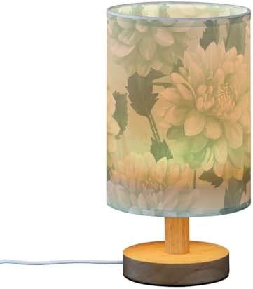 Fustylead Beautiful Light Green Dahlia Bedside Table Lamp for Bedroom, USB Powered Integrated LED Desk Lamp Night Light with Flaxen Fabric Shade for Bedroom Nursery Office Dorm - Image 2