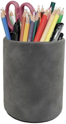 PU Leather Pen Holder Desk 3.94-inch Tall Pencil Cup Organizer by Balitioyi