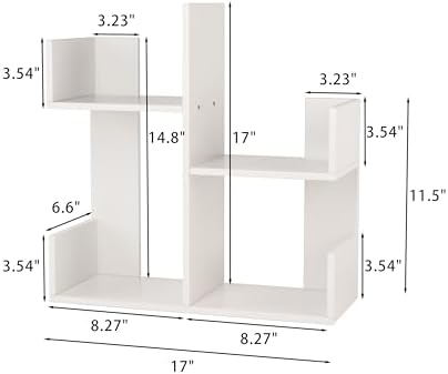 Modern 2-Tier Desk Bookshelf, Short Book Organizer, Display Shelf & Desktop Storage Rack, Space-Saving Desk Bookshelf for Books, Decor & Small Items, White - Image 2