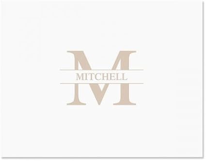 Personalized Tan Front & Center Initial Monogram Note Cards - 24 cards with envelopes, 4-1/4" x 5-1/2" blank inside, Add a Name, Thank you Card, Friendship Gift, Choose Color