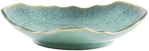 Large Ceramic Decorative Bowl, 12" Dish, Green Reactive Glaze by VOMANA
