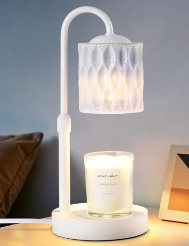 Briever Dimmable Candle Warmer Lamp with Timer, Height Adjustable Electric Candle Wax Warmer, Birthday Gifts for Women Mom, House Warming Gifts New Home Decor, Solid Wood Base, Miracle Blue by Briever