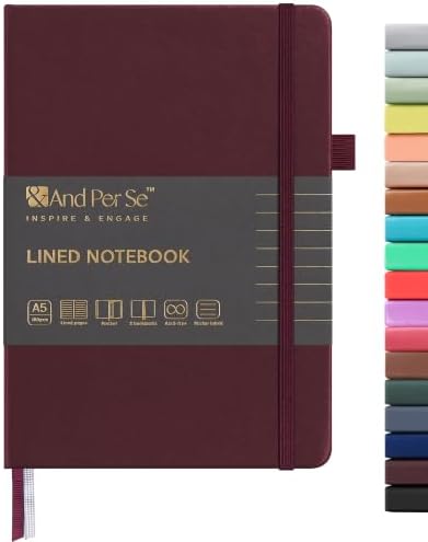 &And Per Se Lined Journal Notebook, 160 Pages, A5 5.7 x 8 inches College Ruled Thick Paper Notebook Journals for Writing, Hardcover Notebooks for Women Men Office School (1 Pack, Dark Red) by AndPerSe