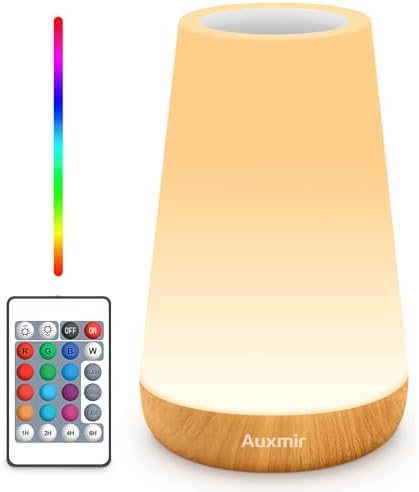 Auxmir Rechargeable Night Light, Touch Table Lamp with Remote, Light Brown by Auxmir