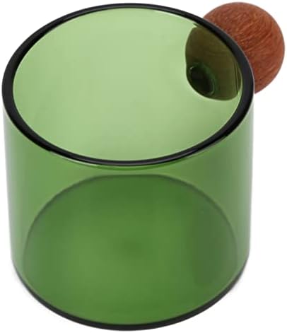Clear Glass Coffee Cup Heat Wooden Handle for Office Home Use 120ml (Green) - Image 7