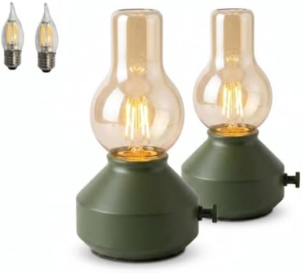 Vintage Rechargeable Cordless Small Table Lamp, Rotary Dimmable Control by Wciot