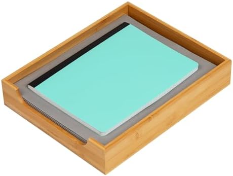 Mind Reader Paper Tray, Desktop Organizer, File Storage, Modern, Office, Bamboo, 10.25"L x 12.5"W x 2.25"H, Brown - Image 4