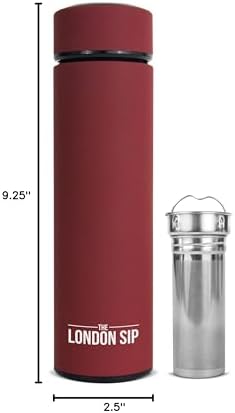 The London Sip Multi-Purpose Travel Mug and Tumbler Fruit Infused Flask Hot and Cold Double Wall Stainless Steel Thermos with Extra-Long Infuser, Sacred Red - Image 6