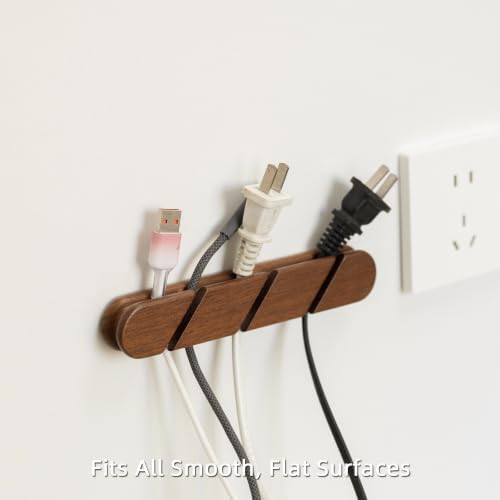 Black Walnut Wood Cable Organizer (3-Slot) Desk Cord Management - Image 3