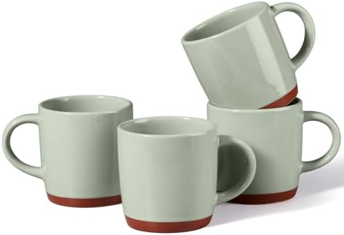 E-far Ceramic Coffee Mug Set of 4, 12oz Modern Coffee Cups, Speckled Green by E-far