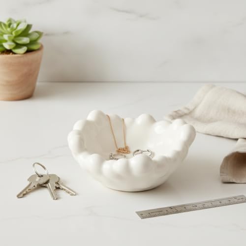 Ceramic Catchall Tray with Bubble Design, Compact Storage Bin for Keys and Jewelry on Vanity or Entryway (1 PC) - Image 2