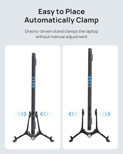 SODI Vertical Laptop Stand Holder for Desk Compatible with MacBook Air, MacBook Pro Stand Vertical Aluminum Up to 17 inch, Gravity Auto-Lock Cooling, 3-in-1 Space Saving Desk Organizer Accessories - Image 4
