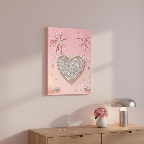DIY Pearl Painting with Frame, Creative Design, Handmade Stress-Relieving Home Wall Decoration, Includes Frame and Tools-Heart - Image 4