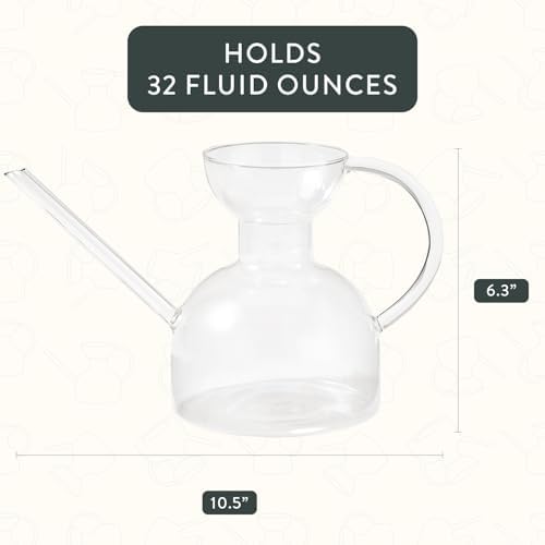 Modern Sprout Glass Watering Can - 32 oz - Long Spout Modern Decor (Clear) - Image 4