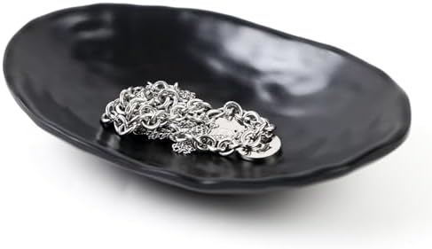 Black Dish Tray Trinket Ring Holder Bowl Key Bowl 7.60 Inch Oval - Image 4