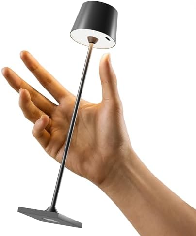 Timjorman Compact Cordless Table Lamp, Rechargeable LED Night Light, Dual Light Source (RGB Top & Warm Bottom), Touch Control & Timer, Metal Lamp for Bedroom & Kids Room (Black 1pack) by Timjorman