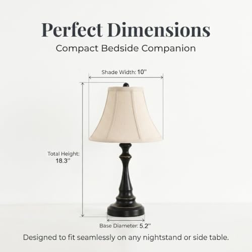Traditional Table Lamp, Black Farmhouse Desk Lamp with Fabric Shade - Image 3
