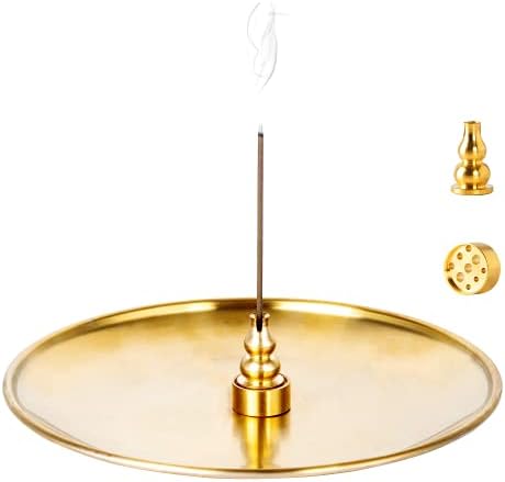 3 in 1 Brass Gourd Incense Burner Sticks Cones Coils Ash Catcher Home Decor by OSOPOLA