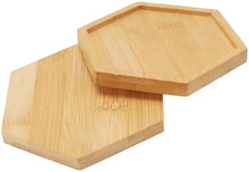 HOIGON 30 Pack Bamboo Coasters, 4 Inch Natural Wooden Coasters, Hexagonal Bamboo Tray Saucer Set for Drinks, Crafts, Succulents - Image 3