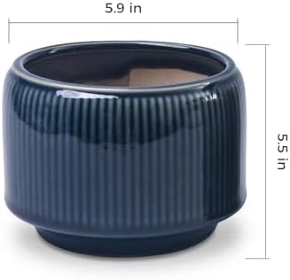 6 Inch Ceramic Plant Pots Set of 2 with Drainage Hole for Indoor Plants - Image 2