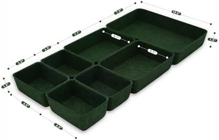 Welaxy 7-Piece Felt Drawer Organizer Bins, Dividers Tray Set, Forest Green - Image 6