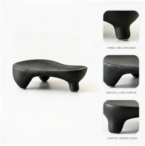 Small Item Catch-All Tray for Rings and Keys, Geometric Ceramic Organizer Dish with Raised Edges, Modern Minimalist Decor for Nightstand or Entryway (Black/White) - Image 6