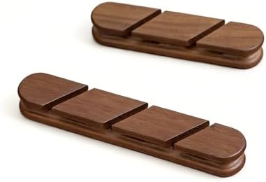 Black Walnut Wood Cable Organizer (3-Slot) Desk Cord Management by WOOTIDE