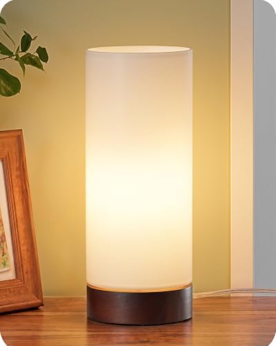 EDISHINE 9.85" Glass Table Lamp, Dark Walnut Wood Base, Easy to Assemble by EDISHINE