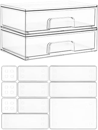 Vtopmart 12-Pack Clear Makeup Organizer Set with Drawer Organizer Bins by Vtopmart