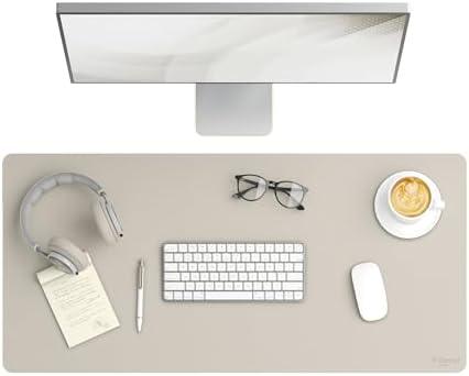 Smead Vegan Leather Desk Pad Mat, Office Desk Mat, Large, Sandstone Beige by SMEAD