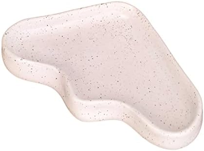5mm Ceramic Decorative Catch All Dish and Tray, Speckled White, 7.6 x 6 inches, for Rings, Jewelry, Keys, Toiletries, Makeup, Gifts, Snack Dish and More by 5mmPaper