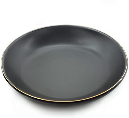 HANKOR 4.75" Ceramic Jewelry Tray, Small Ring Dish Holder Trinket Tray, Catch All Trays for Ring Earring Necklace Key, Christmas Gifts for Women Girls, Black by HANKOR