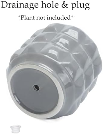 Ceramic Planter Pot with Drainage Hole, 4.5 Inch Dia, Indoor and Outdoor, Home Patio Garden, Plants Flower Succulent, 3D Patterned Round (Gray) - Image 6