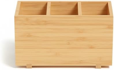 SKYREN Bamboo Desk Organizer – 7" x 3.5" x 4.2" Zen-Style Desktop Organizer for Office, Home & Study – Natural Wood Finish, Eco-Conscious Workspace Storage Solution - Image 3