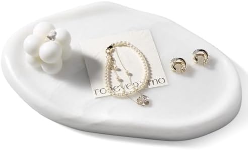 Koville Luxurious White Marble Vanity Tray, Cloud Shape Serving Stone Key Tray for Home Decor, 10" x 7" Marble Storage Trays for Bathroom, Stone Plate Holder for Perfume, Candle and Jewelry by Koville