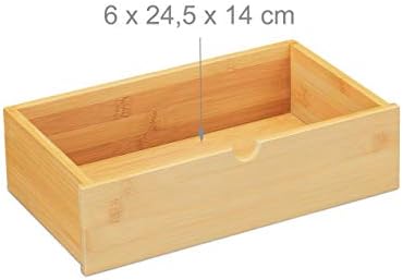 Relaxdays Desk Organiser with Drawer, 6 Compartments, Bamboo, Office Storage Box, H x W x D: 15 x 28 x 16.5 cm, Natural, Wood Composite, Pack of 1 - Image 5