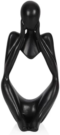 Sandstone Resin Thinker Statue Style Abstract Sculpture, Black, Focus by Ozzptuu