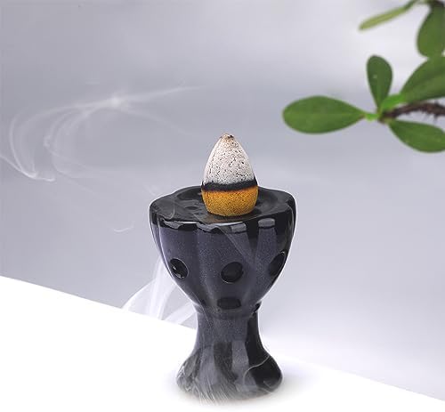 Mini Ceramic Incense Cone Holder, Waterfall Backflow Incense Burner, Incense Cone Burner Aromatherapy Ornament Home Decor for Yoga Meditation Office (Cup) by WEWAYSMILE