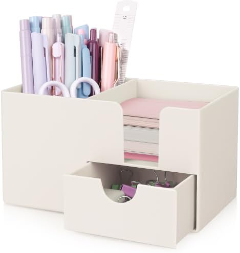 SKYDUE Small Desk Organizer with Sticky Notes Holder,Pen Holder for Desk by SKYDUE