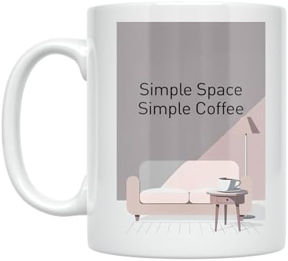 Coffee Lover Coffee Mug - Retro Minimalist Abstract Art Design - 11 oz White Ceramic - Calming Aesthetic by Unknown