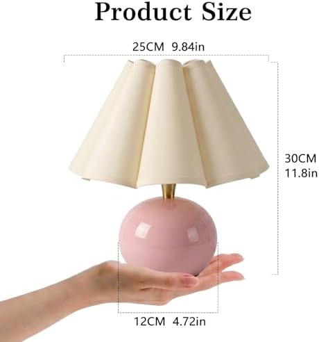 Small Bedside Table Lamp, 11.8'' Ceramic Stepless Dimmable Lamp (Pink) - Image 3