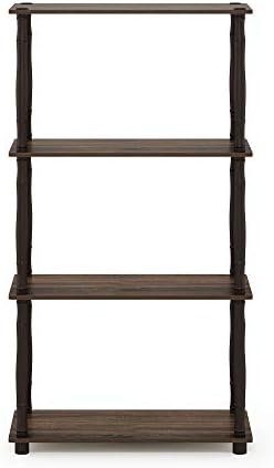 Furinno Turn-N-Tube 4-Tier Multipurpose Shelf Display Rack, Classic Tubes, Walnut/Brown - Image 6