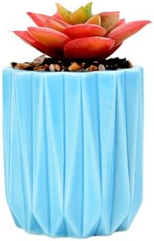 Cuteforyou Modern Textured Ceramic Succulent Planter Pot – 6 Color Options (No Plant Included) – Perfect for Small Plants, Cacti & Desk Decor – Lightweight & Durable (Blue, 3.5'' Tall) - Image 2