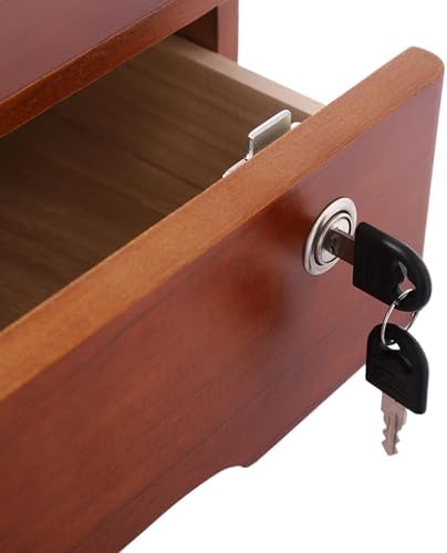 1-Tier Desktop Storage Box with Lockable Drawer, Wooden Desk Organizer for Office Supplies, Flat File Cabinet, Minimalist Design for Home & Office Use(Walnut) - Image 7