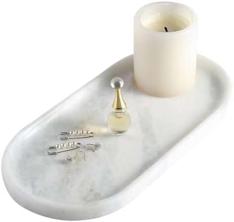 Koville African Natural Marble Decorative Tray, 12"x6" - Countertop Organizer, Catchall Tray for Perfume, Candles, Jewelry by Koville