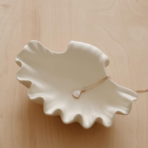 WENSHUO Ocean Shell Ceramic Decorative Bowl, Jewelry Dish for Rings, Trinkets, Crème (Matte Crème) by WENSHUO