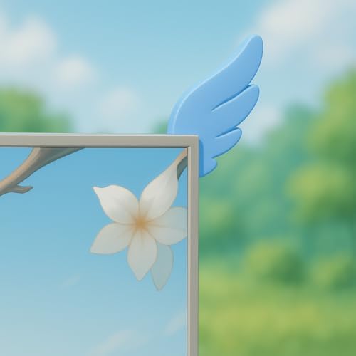Kawaii Blue Angel Wings Monitor Decor - Aesthetic Gaming Setup Accessories for Gamers & Anime Lovers, Unique Self-Adhesive Computer Ornament (Left & Right Wings) by Unknown