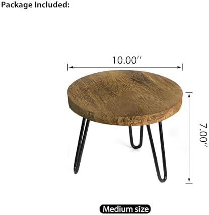 OBTAIN Plant Stand Indoor Outdoor, Wooden plant Stool, Mid Century Plant Stand for Indoor Plants, Wood Modern Plant Holder Rattan Flower, Low Short Boho Rustic Planter Stand Fit 5-15 Inch Pot(M) - Image 3